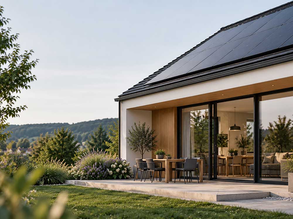Modernes Einfamilienhaus mit Photovoltaikanlage